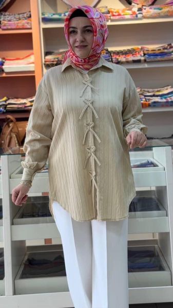 Kurdale Detaylı Gömlek Tunik Taş/2300