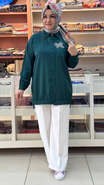 Kurdela Detaylı Tunik Zümrüt/7457
