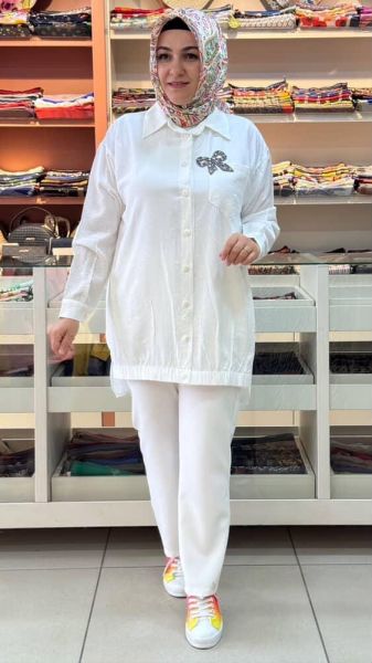 Kurdela Detaylı Tunik Ekru/7457