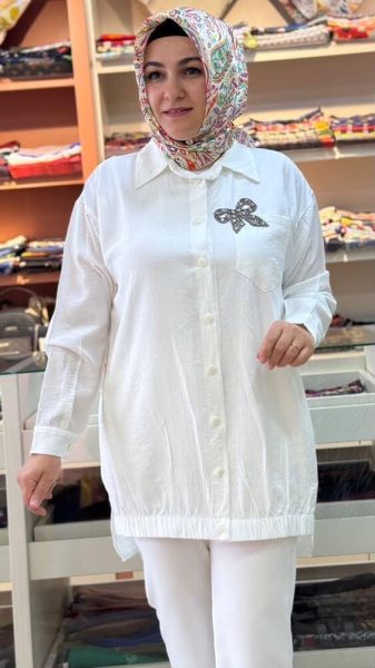 Kurdela Detaylı Tunik Ekru/7457
