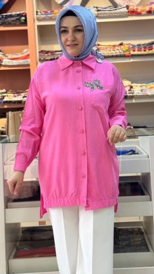 Kurdela Detaylı Tunik Pembe/7457 - Thumbnail
