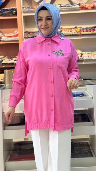 Kurdela Detaylı Tunik Pembe/7457