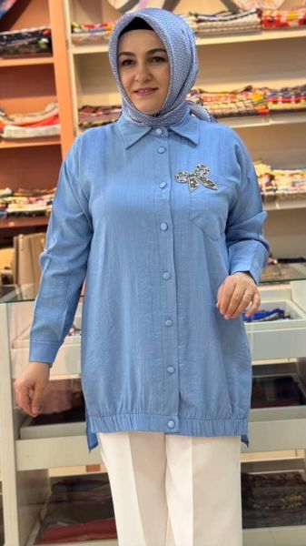 Kurdela Detaylı Tunik Mavi/7457