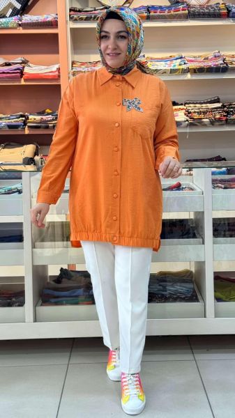 Kurdela Detaylı Tunik Turuncu/7457