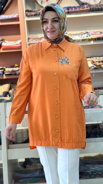 Kurdela Detaylı Tunik Turuncu/7457