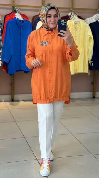 Kurdela Detaylı Tunik Turuncu/7457
