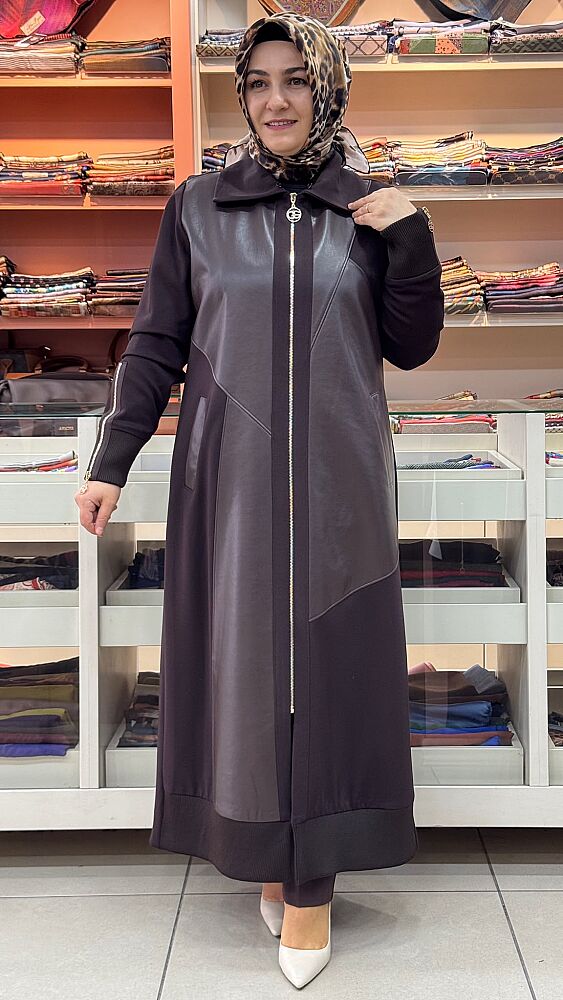 Kürk Ve Deri Detaylı Kap Kahve/1600 - 3