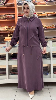 Berelance - Kuş Gözü Detaylı Etekli Takım Mürdüm/1173