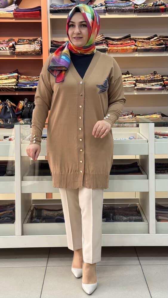  - Kuşlu Triko Hırka Bisküvi/3207