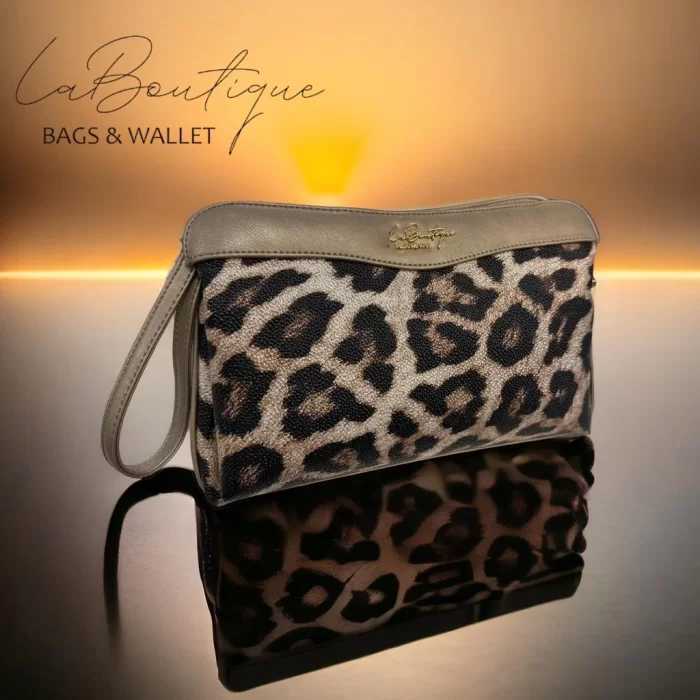 La Boutique - La Boutique Leoparlı Gold Şeritli Çanta/6012