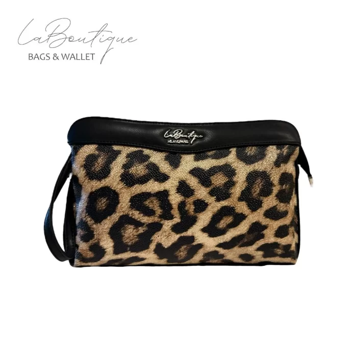 La Boutique - La Boutique Leoparlı Siyah Şeritli Çanta/6012