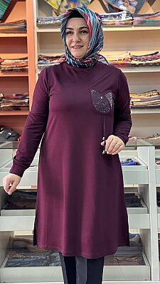 Lale Cepli Tunik Bordo/268554 - Thumbnail