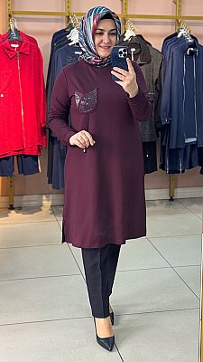 Lale Cepli Tunik Bordo/268554 - Thumbnail
