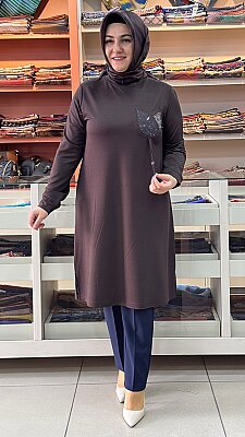 Kado - Lale Cepli Tunik Kahve/268554