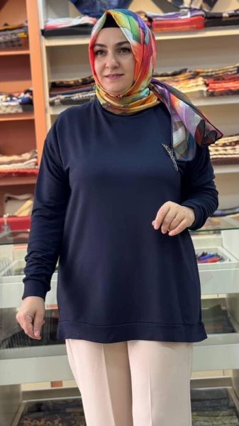 Lale Taşlı Kısa Sweat Tunik Antrasit/9667