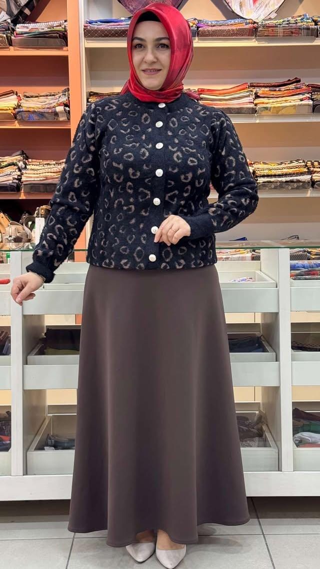 inza moda - Leopar Desen Hırka Siyah/4826