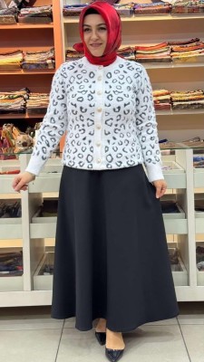 inza moda - Leopar Desen Hırka Ekru/4826