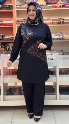inza moda - Leopar Detaylı Takım Siyah/1351