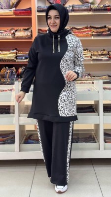 Leoparlı İklili Takım Siyah/2401 - Thumbnail