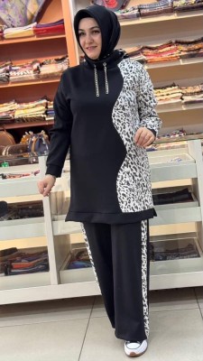 Leoparlı İklili Takım Siyah/2401 - Thumbnail