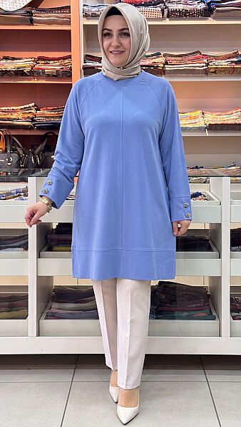 Manşet Aksesuarlı Tunik Bebe Mavi/4069 