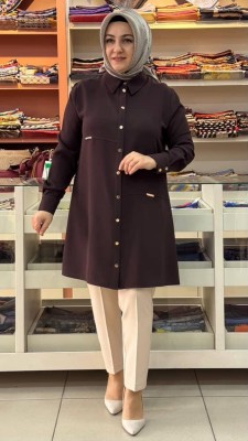 Esswap - Metal Detaylı Tunik Kahve/21556