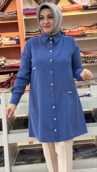 Metal Detaylı Tunik Mavi/21556