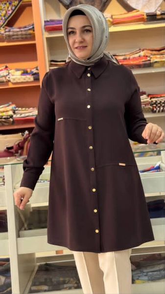 Metal Detaylı Tunik Kahve/21556