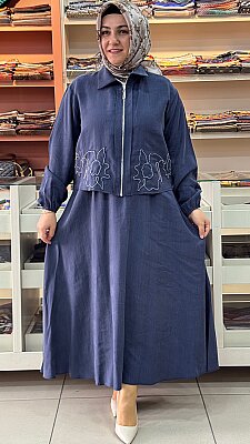 Puane - Metal İşlemeli Etekli Takım Mavi/14535