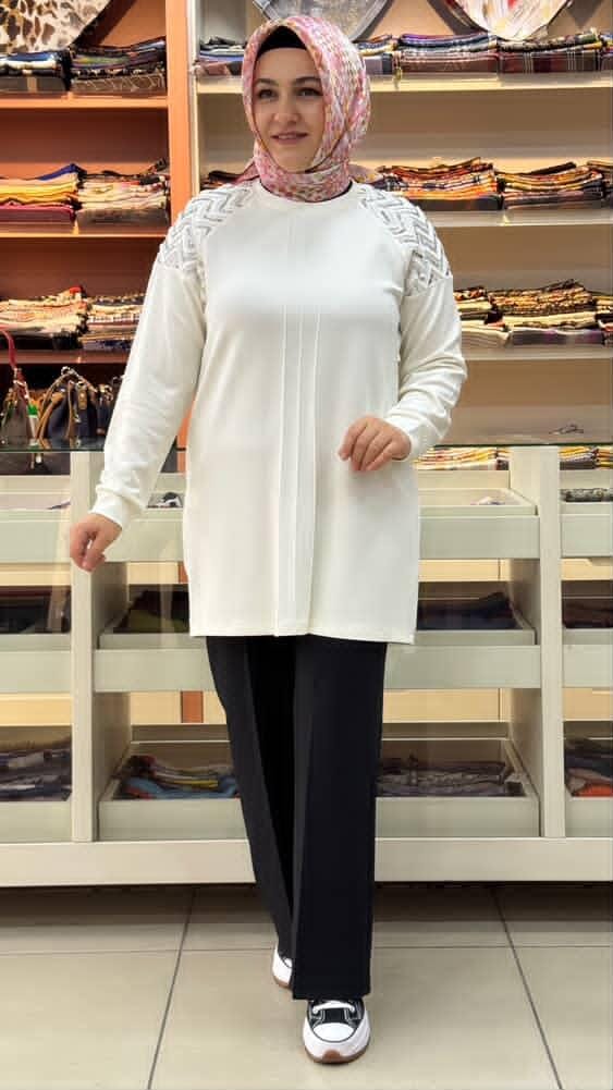 Kado - Omzu Pul Detaylı Tunik Ekru/257118