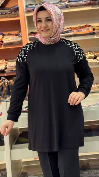 Omzu Pul Detaylı Tunik Siyah/257118