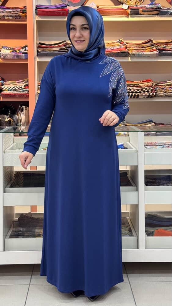 Kado - Omzu Taş Detaylı Elbise İndigo/251318