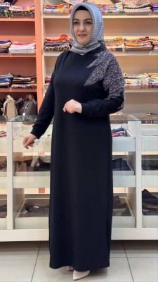 Kado - Omzu Taş Detaylı Elbise Siyah/251318