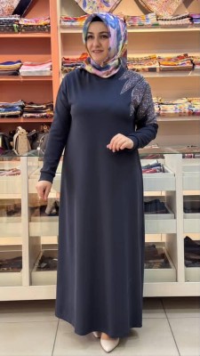 Kado - Omzu Taş Detaylı Elbise Antrasit/251318