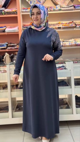 Omzu Taş Detaylı Elbise Antrasit/251318