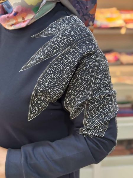 Omzu Taş Detaylı Elbise Antrasit/251318