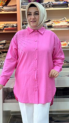 Omzu Taşlı Tunik Pembe/8760 - Thumbnail