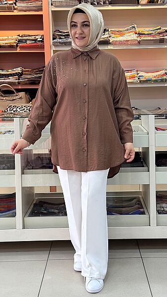 Omzu Taşlı Tunik Kahverengi/8760