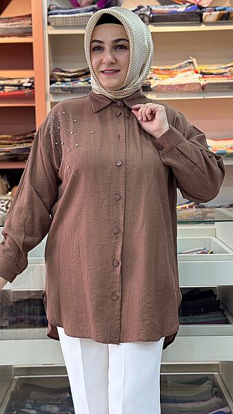 Omzu Taşlı Tunik Kahverengi/8760
