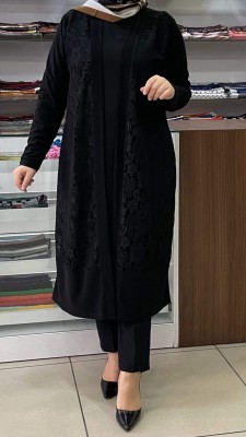  - Ön Kısmı Dantel Detaylı Sandy Hırka/4133