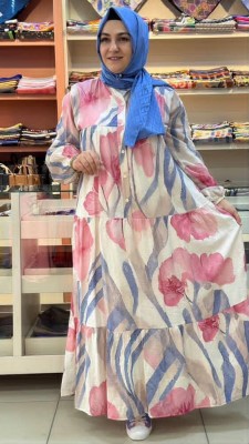 Aynaz - Önü Düğme Detaylı Elbise Pembe/130015