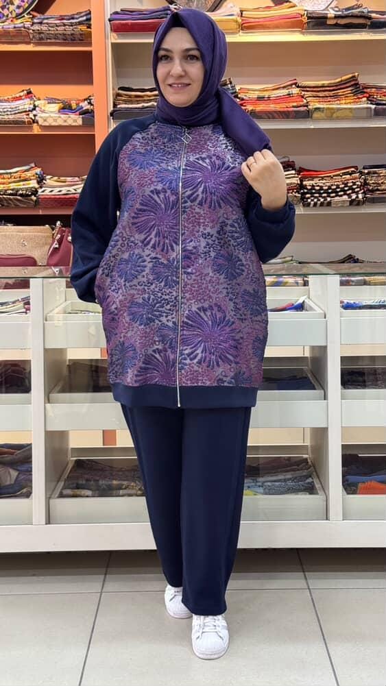 Aynaz - Önü Kabartma Detaylı Takım Lacivert/120238