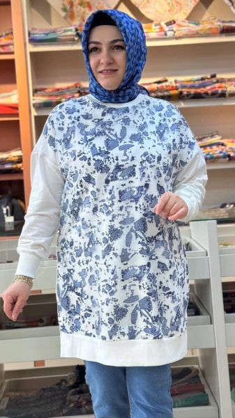 Önü Organze Tül Detaylı Tunik Ekru/10667
