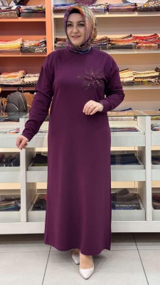 inza moda - Organze Çiçekli Elbise Bordo/5275