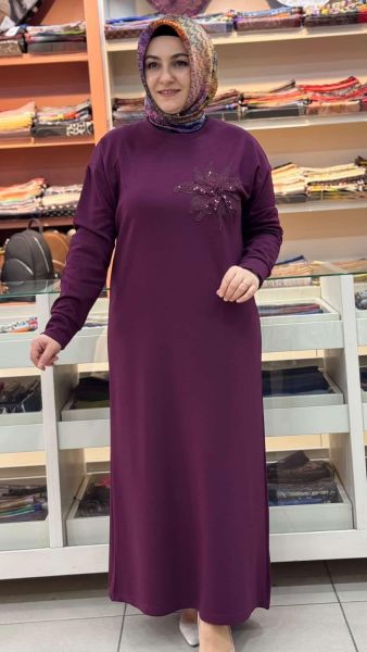 Organze Çiçekli Elbise Bordo/5275