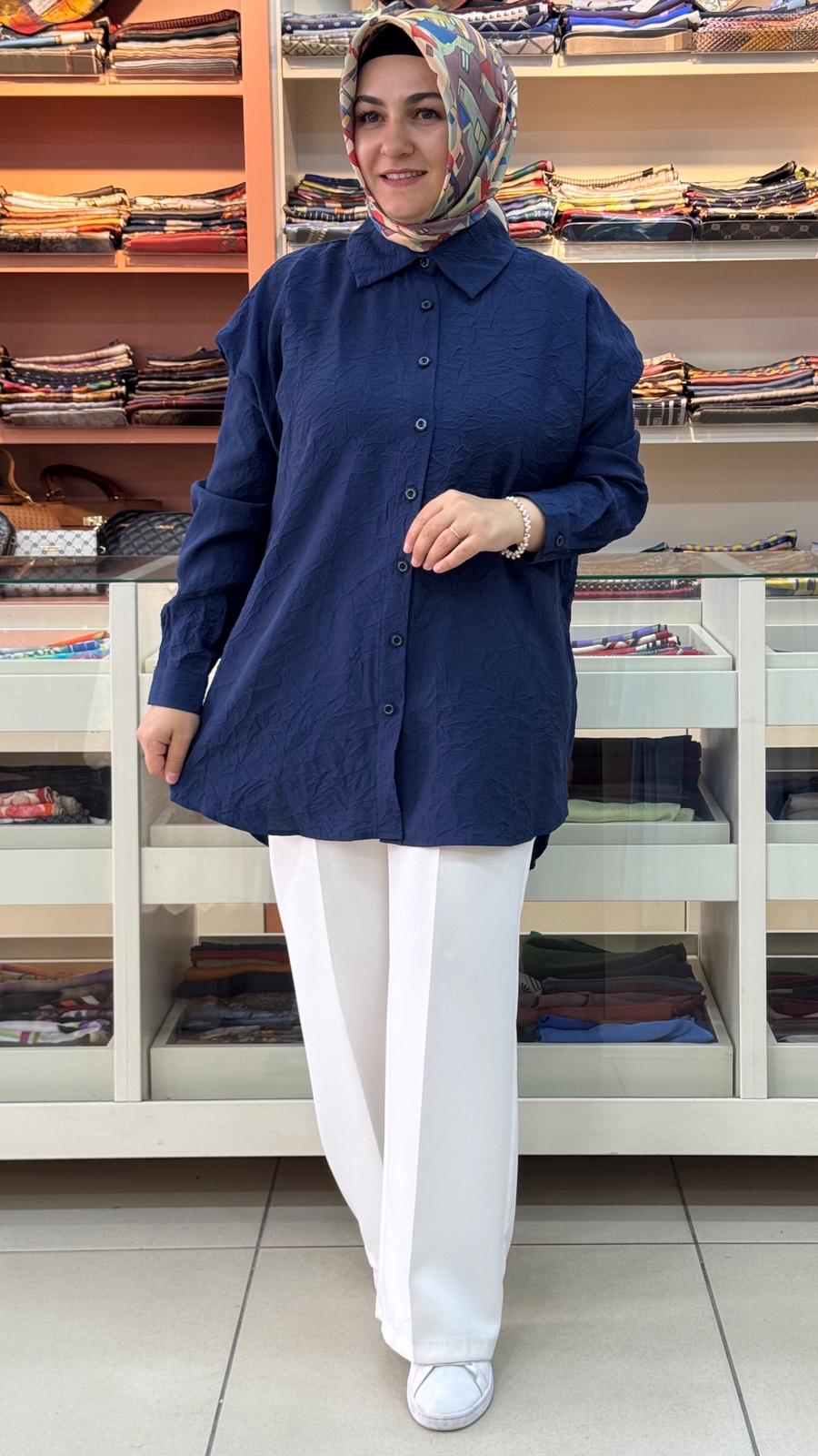 Kado - Oversize Gömlek Tunik Lacivert/262602 