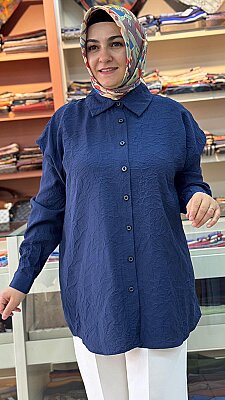 Oversize Gömlek Tunik Lacivert/262602 - Thumbnail