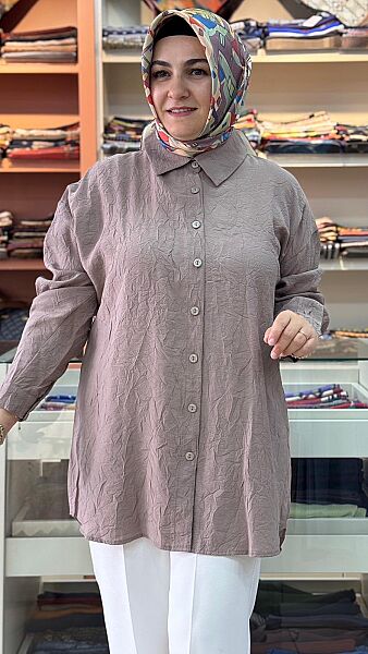 Oversize Gömlek Tunik Vizon/262602
