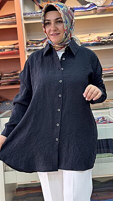 Oversize Gömlek Tunik Siyah/262602 - Thumbnail