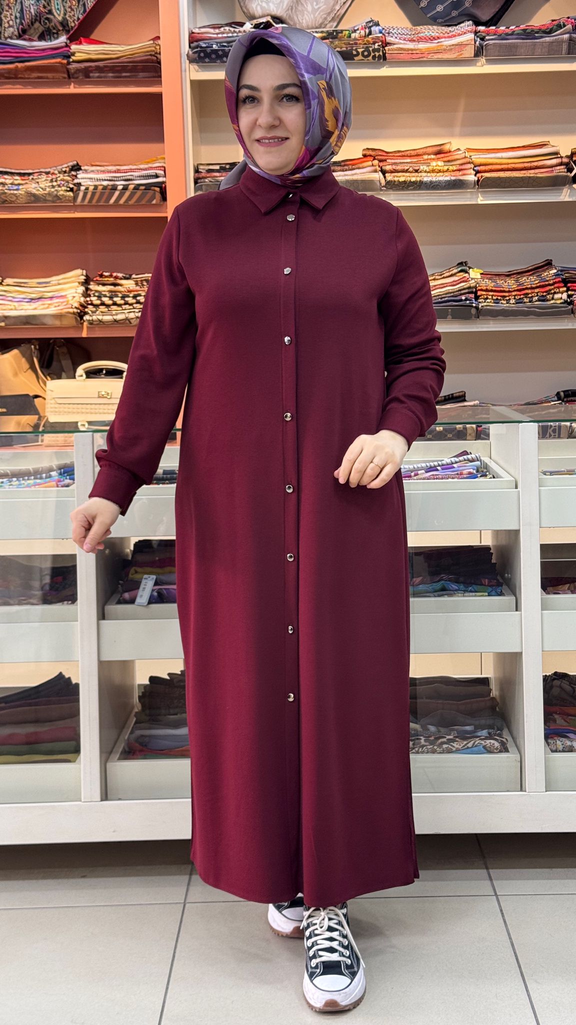 İnza Moda - Oysho Uzun Basıc Tunik Bordo/1105